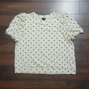 Who What Wear Black and White Polka Dot Short Sleeve Shirt